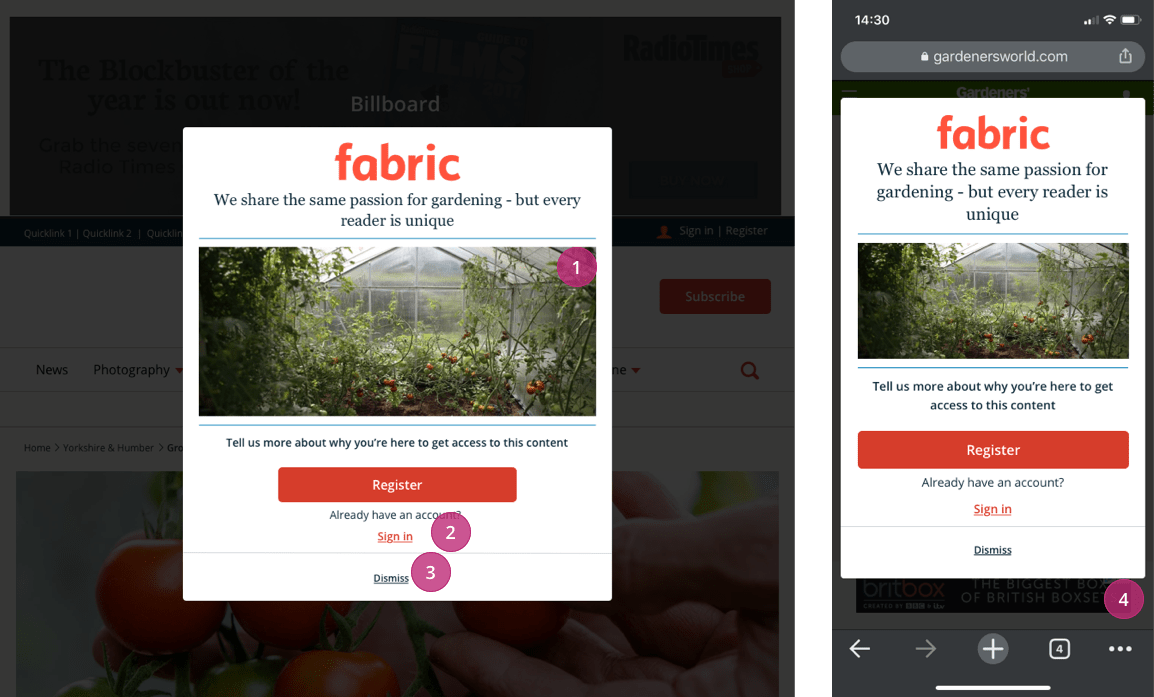 A annotated design of our datawall in our brand agnostic theme, Slate.