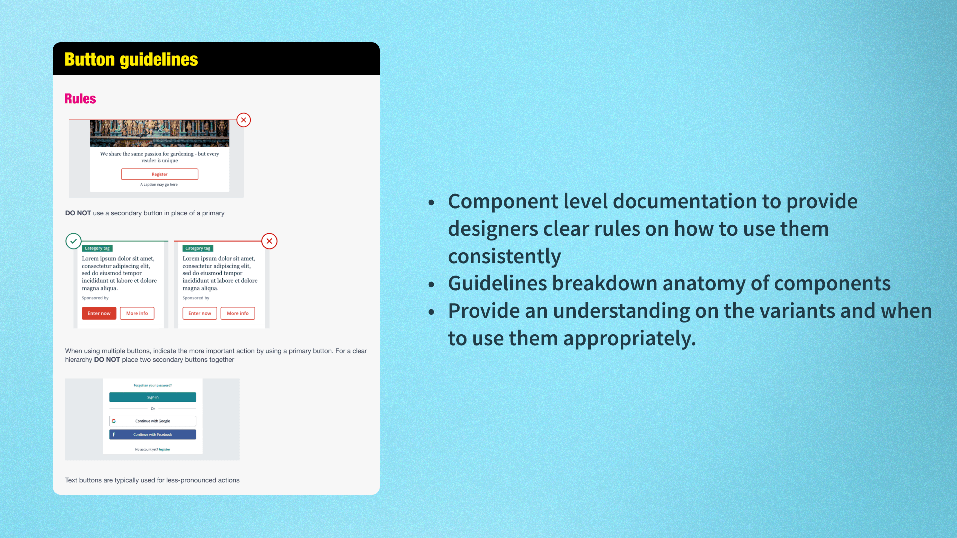 An example of Patchwork component guidelines for buttons