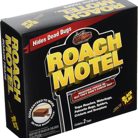 A Roach Motel packet containing cockroach traps