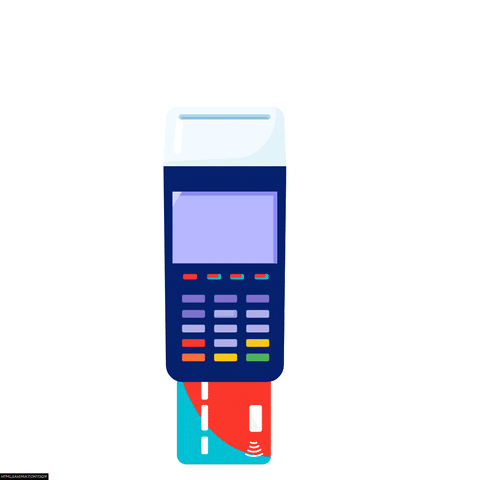 A gif of an EFTPOS terminal receiving a card and printing a receipt.