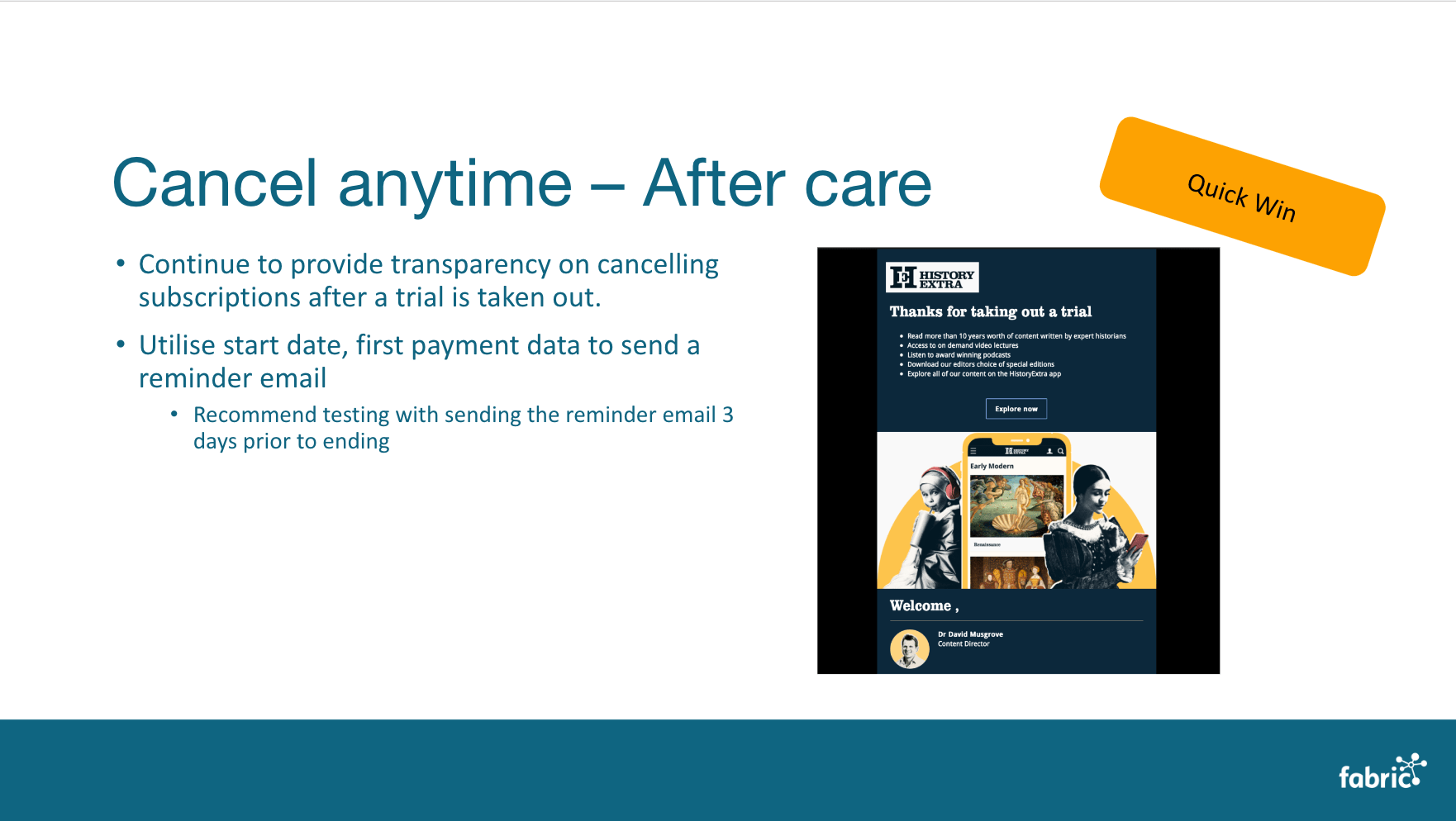 Cancel anytime presentation slide