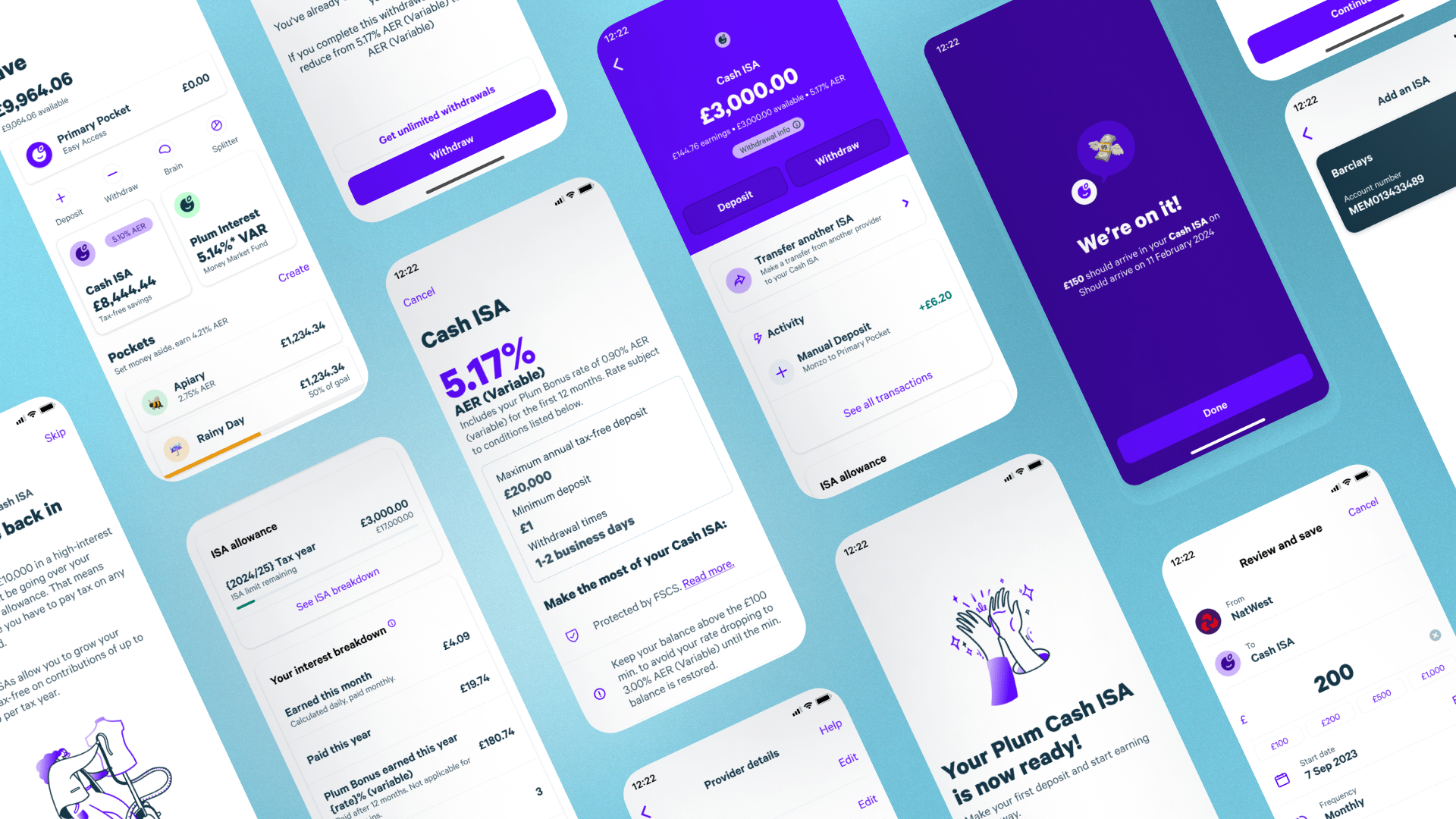 mockup of Cash ISA product for Plum